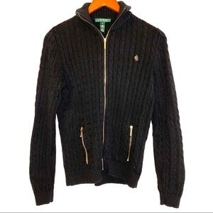 RALPH LAUREN Classic Cable Knit Black Sweater